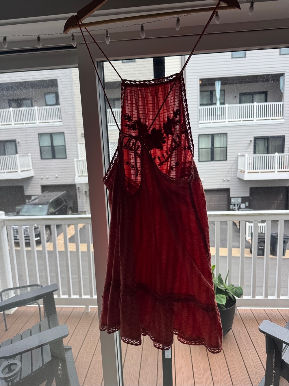 Free People Red Embroidered Halter Mini Dress or Tunic Top - Picture 3 of 4